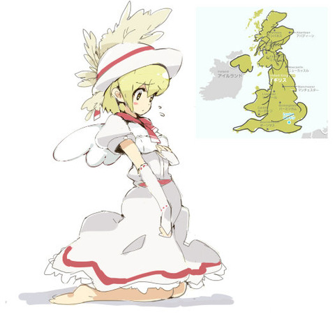 Japanese map of England redrawn as girl by 2-channelers Japanese map of England redrawn as girl by 2-channelers