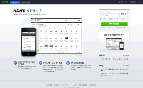 NAVER Nドライブとフォトアルバム