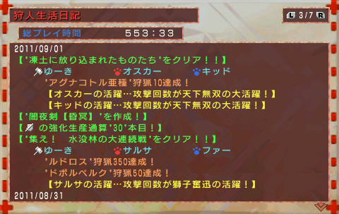 闇夜剣 昏冥 完成 Monster Hunter Portable 3rd の記録