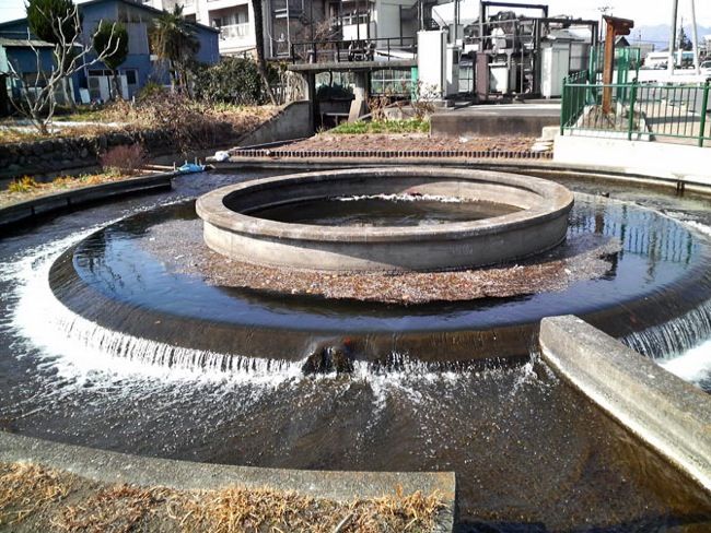 円筒分水と水門